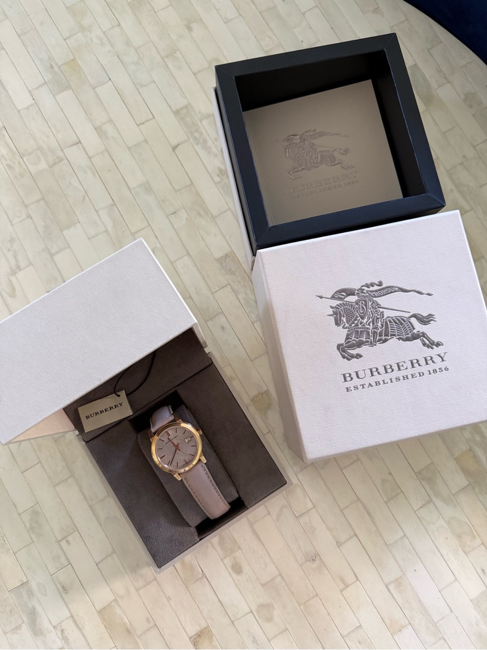 Burberry Women’s BU9109 City classic beige leather strap watch